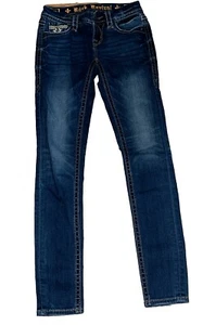 💎Womens Sz 24💎 Rock Revival Ashley Skinny Dark Wash Jeans  - Picture 1 of 11