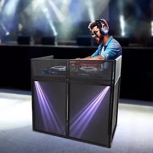 Cabina per eventi DJ portatile facciata pieghevole controller stand espositore DJ nero - Foto 1 di 17