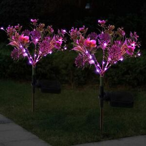 2 Pack Solar Power Garden Flower Lights Stake Landscape Outdoor Yard Decor Lamp