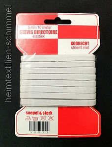 Cinta elástica banda elástica cinta elástica 5 mm para protección bucal máscaras RESISTENTE A LA COCINA blanco 95°C - Imagen 1 de 1
