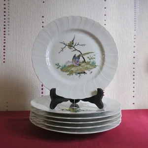 6 assiettes plates porcelaine de limoges Bernardaud modèle sceaux décor d oiseau - Imagen 1 de 9