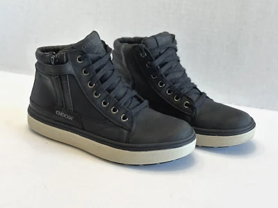 Geox Respira Amphibiox Boys Black Leather High Top Trainers Shoes Big Kids Sz 5 - Image 1 of 4