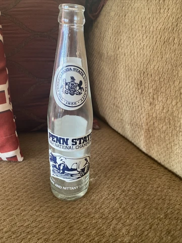 1982 “Penn State” National Champions Clear Coca Cola Glass bottle Cover