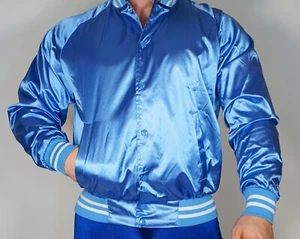 NEW MEN'S SATIN LIGHT BLUE JACKET MEDIUM ADULT - Picture 1 of 4