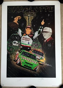 JOE GIBBS, BOBBY LABONTE & SAM BASS Signed 21.5x30.5 Lithograph Poster, JSA - Picture 1 of 9