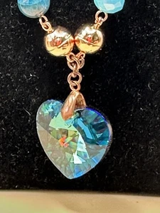 Maria Nicol Swarovski GRANDE ciondolo cuore turchese oro rosa magneti - Foto 1 di 4