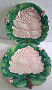 "Juego de 2 platos de almuerzo de cerámica hechos a mano rosa rosa 9-1/2"" Italia Zaccagnini" - Imagen 1 de 8