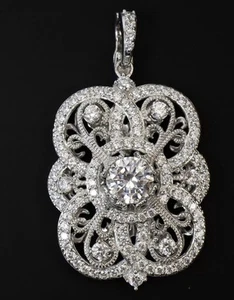HSN Xavier Deco Revival Milgrain Filigree Absolute Sterling Silver Pendant 11.2g - Picture 1 of 7