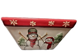Snowman Square Bowl Candy Dish 3" x 5.5" Yuletide St. Nicholas Square - Picture 1 of 8