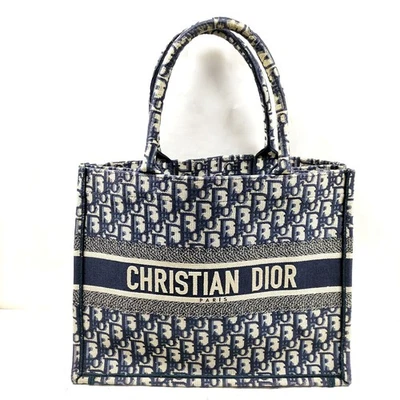 NO TARIFF Christian Dior Tote Bag Book Tote Navy Blue Canvas 2882079 - Image 1 of 4