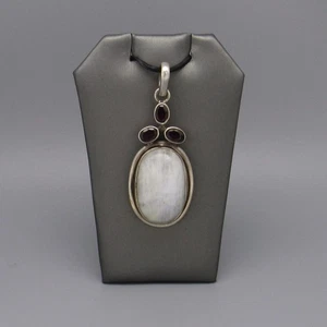 Sterling Silber Mondstein und Granat Anhänger - Bild 1 von 4