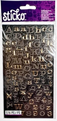 Gold Silver Letters Stickers Scrapbooking Card Embellishment Sticko 2 sheets - Image 1 of 2