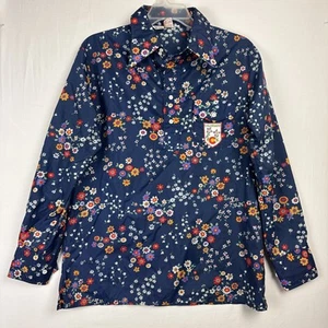Vintage 70er SKYR 1/4 Knopf Blumen Herren Large Hemd mit Voyager Colorado Patch - Bild 1 von 14