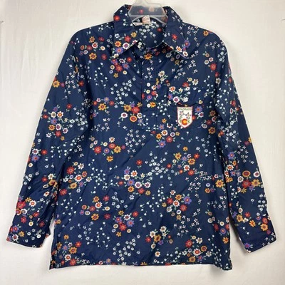 Camisa grande floral vintage años 70 SKYR 1/4 botón para hombre con parche Voyager Colorado Foto 1 de 4