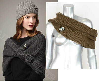 BUFANDA LANVIN INFINITY CON BROCHE JOYA MARRÓN CACHEMIR Y LANA $845 Foto 1 de 4