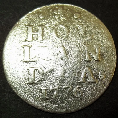 Magic Key Date 1776 Date of Independence! Colonial New York Silver Lion Dime Hol - Image 1 of 4