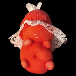 Vintage Bubbychubs Mini Baby Doll Peluche 3" Calza Nylon Rosso Calza Cappello Pizzo - Foto 1 di 6