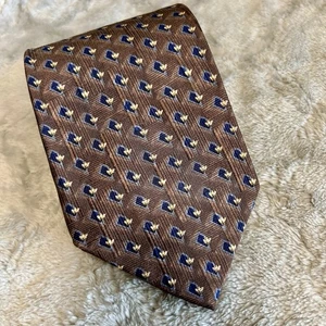 Cravatta JZ Richards marrone e blu tutta seta 4” larghezza 58” lunga nuova senza etichette - Foto 1 di 6