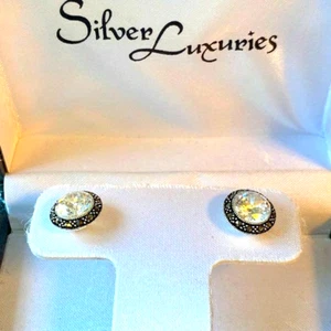 Pendientes de plata de lujo de marcasita y plata - NUEVO en caja de regalo - Imagen 1 de 5