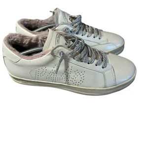 P448 John White Sneaker Tennisschuhe mit rosa Kunstfellbesatz - EU 40 - Bild 1 von 10