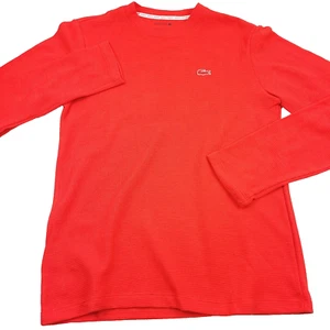 $60 Lacoste Waffle Thermal Red Long Sleeve Pajama Sleep Shirt Mens Size XS - Picture 1 of 11