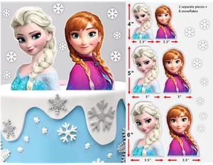 EDIBLE Frozen Elsa and Anna Wafer Card Cake Topper Image Party Decoration uncut - Picture 1 of 2
