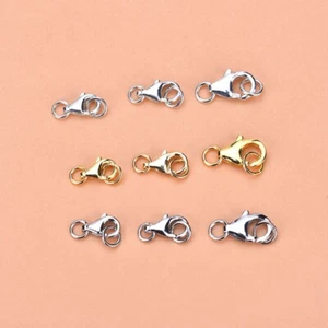 925 Sterling Silver Lobster Claw Clasp with Closed Jump Ring Jewelry Finding - Picture 1 of 5
