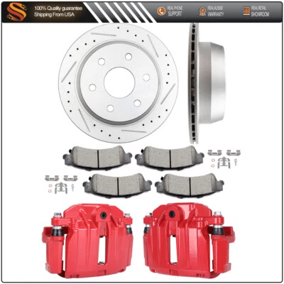 For GMC Chevrolet Silverado 1500 Rear Brake Caliper Ceramic Pad Drill Slot Rotor Foto 1 de 4