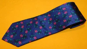 MEN'S EMBASSY SQUARE BLUE/RED/GREEN FLORAL TIE - NECK TIES - DESIGNER TIES. - Picture 1 of 3