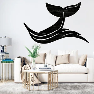 Whale Tail in Ocean Cutout, Wood plaque sign,wood Craft,Craft supply, home decor - Picture 1 of 6