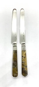 Antique Nineteenth Century Sterling Silver Stone Knife Set Of 2 8.1/8" - Picture 1 of 11