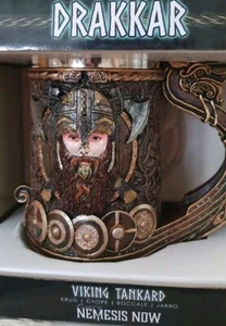 Drakkar Viking Tankard 15cm Dragon Boat Nemesis Now Resin Stainless steel insert - Picture 1 of 9