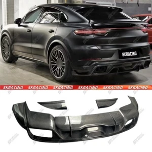 Real Carbon Fiber Rear Bumper Lip Diffuser Bodykit For Porsche Cayenne 2019-2023 - Picture 1 of 20