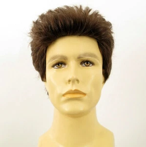 Peluca hombre cabello 100% natural marrón con pelo blanco XAVIER 6SPW - Picture 1 of 8