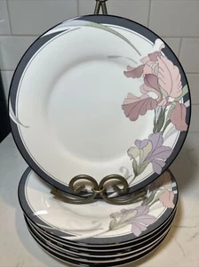 NORITAKE Vintage CAFE DU SOIR 6 Pc SALAD PLATES Japan EXCELLENT New Decade - Picture 1 of 17