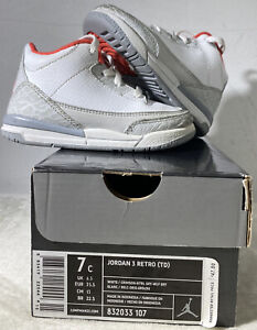 Jordan 3 Retro TD Toddler  Size 7c Kids W/ Box - White & Gray  Nike 23