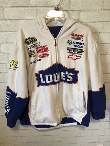 Vintage Nascar Lowes Jimmie Johnson Size Medium Hoodie Chase Authentics Racing Cover