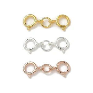 Double spring ring clasp.Solid 925 sterling silver. 5 mm diam.Gold & Rose plated - Picture 1 of 7