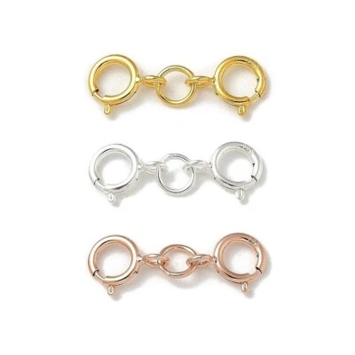 Double spring ring clasp.Solid 925 sterling silver. 5 mm diam.Gold & Rose plated - Image 1 of 2