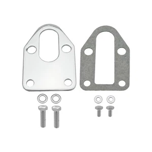 Chrome Small Block Chevy SBC Fuel Pump Mounting Plate Kit W/ Bolts 283 327 350 - Picture 1 of 10