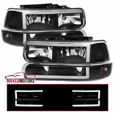 Black Headlights+Bumper Lamps For 1999-2002 Chevy Silverado 1500 2500 Led Tube