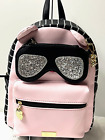Betsey Johnson Backpack Pink with glittered glasses PLUS glasses pouch NWT