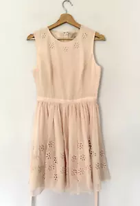 Ted Baker Dress Womens Size 2 UK 10 Pink Floral Shift Ditsy Tie Cutwork Broderie - Picture 1 of 9