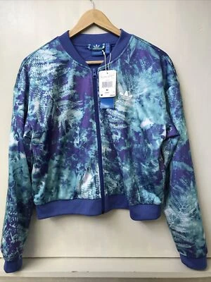 阿迪达斯 OCEAN ELEMENT CROPPED SUPERSTAR AOP 轨道夹克 Firebird 女式 M 码全新带标签 — 第 1/4 张图片