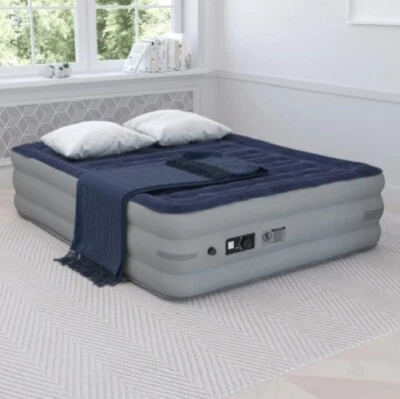 Colchón de aire Queen cama bomba incorporada inflable camping elevado viaje inflable Foto 1 de 4