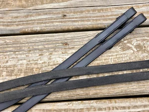 HIGH QUALITY Black Rubber Lined Flat English Dressage Reins - FULL Sz - 56"/112" - Picture 1 of 10