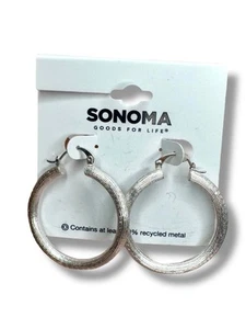 SONOMA SILVER TEXTURED HOOP EARRINGS - NWT - Imagen 1 de 3