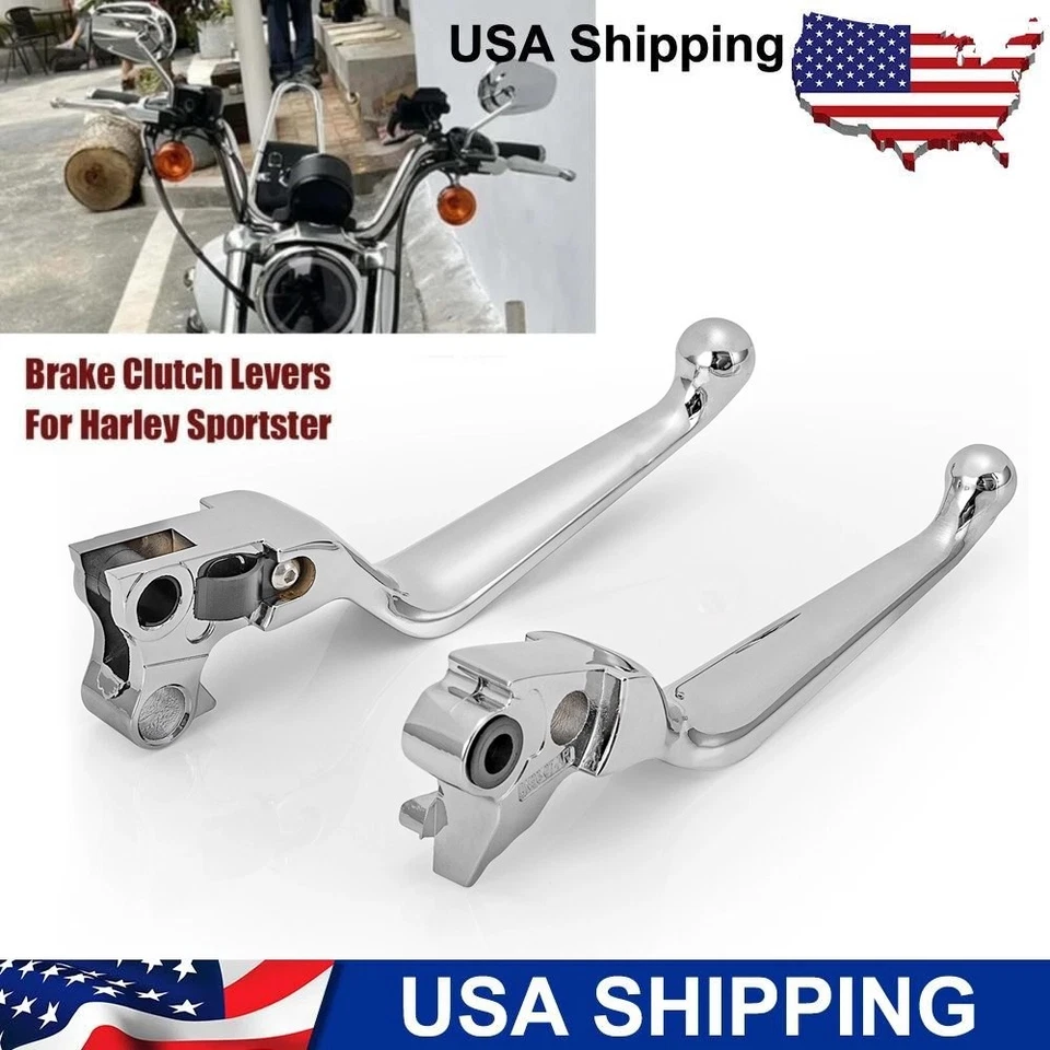 Chrome Brake Harley Sportster XL 883 1200 2004-2013 Clutch Lever Hand Levers For Foto 1 de 4