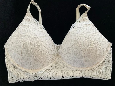 NUEVO Victoria’s Secret ROSA Encaje Acolchado Push Up Inalámbrico Bralette Sujetador Top Marfil Foto 1 de 4
