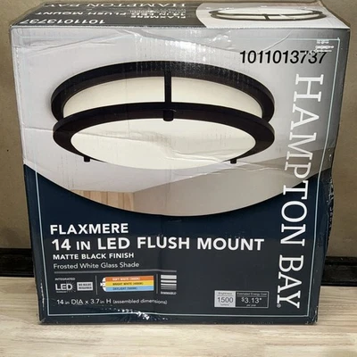 Hampton Bay HB36873CCT-43 Flaxmere 14" Black LED Flush Mount for Kitchen/Bedroom - Image 1 of 4
